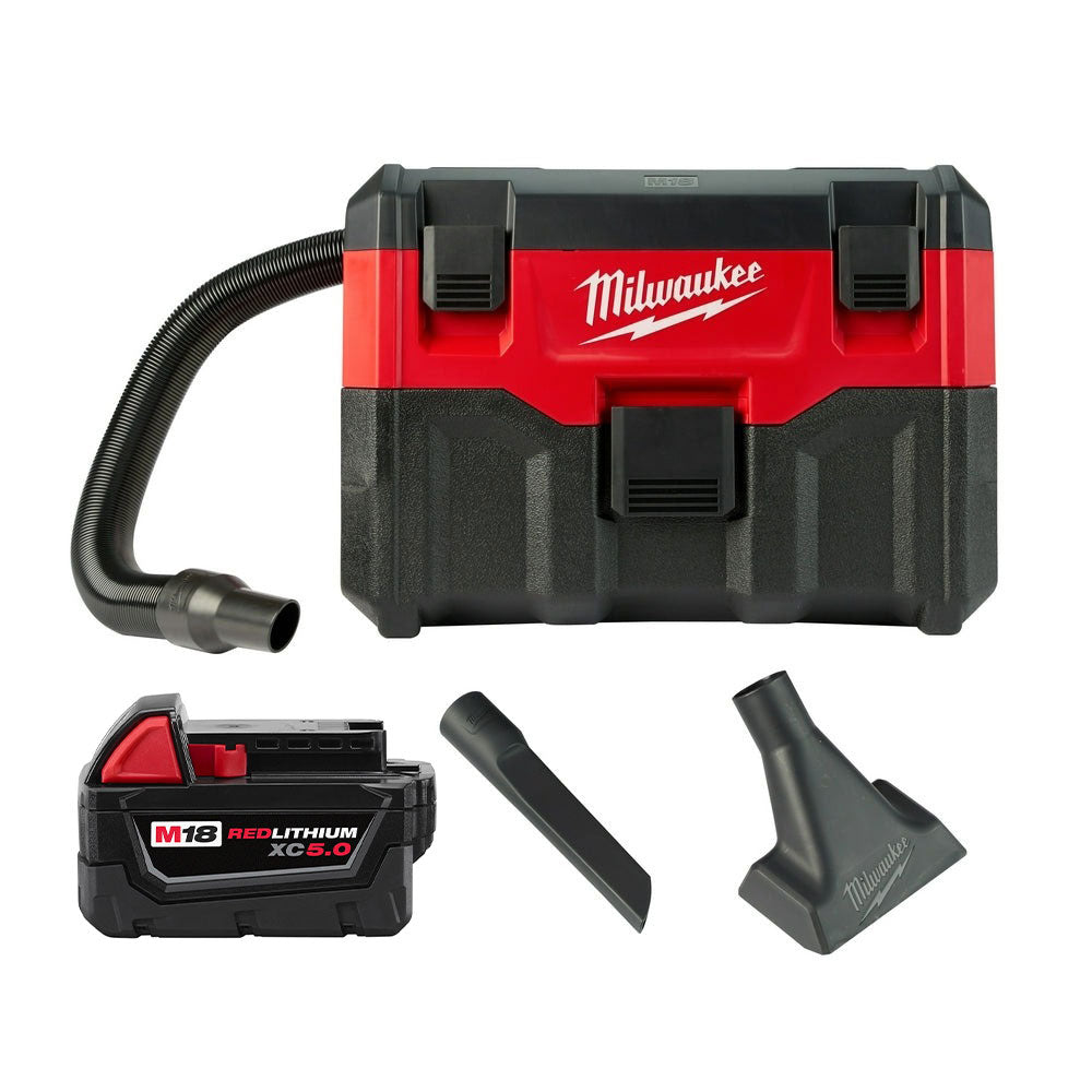 Milwaukee 0880-20 M18 Cordless Wet/Dry Vacuum + XC 5.0 Extended Capacity Battery