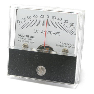 100-0-100 Amp DC Analog Panel Meter, 2 Inch