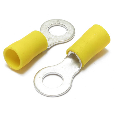 12 - 10 Gauge Insulated 1/4" Ring Terminals - 50 Pieces