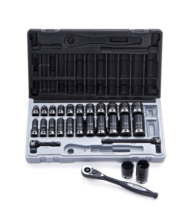 Dual Action Thin Wall Impact Socket Set 3/8" Imperial 27 Piece - 12142701