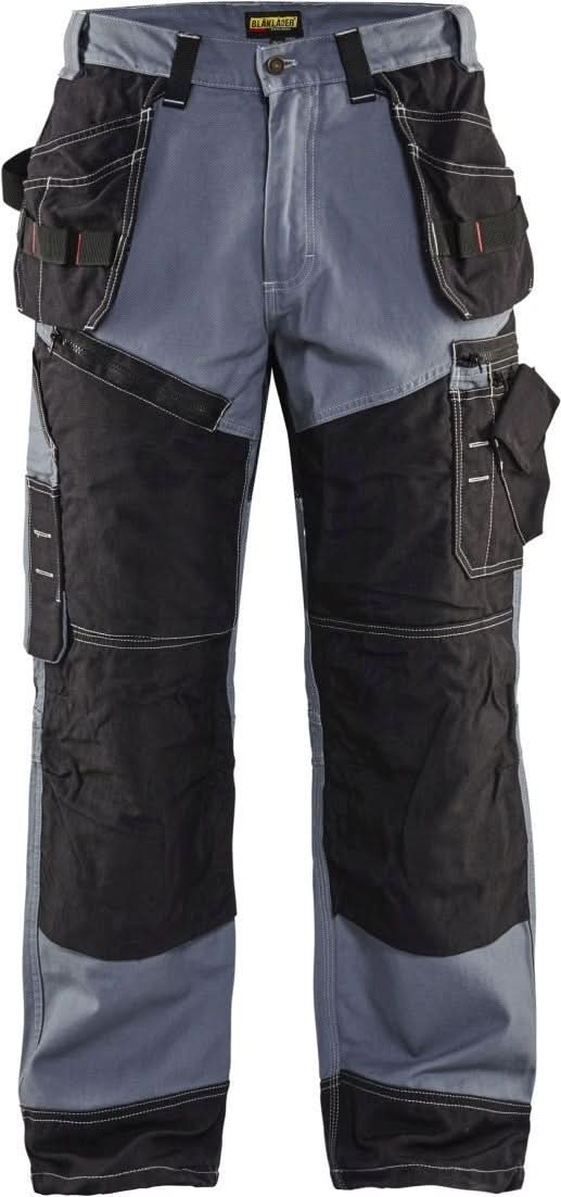 Blaklader 16001370 X1600 Work Pants, Gray/Black, 34W, 36L