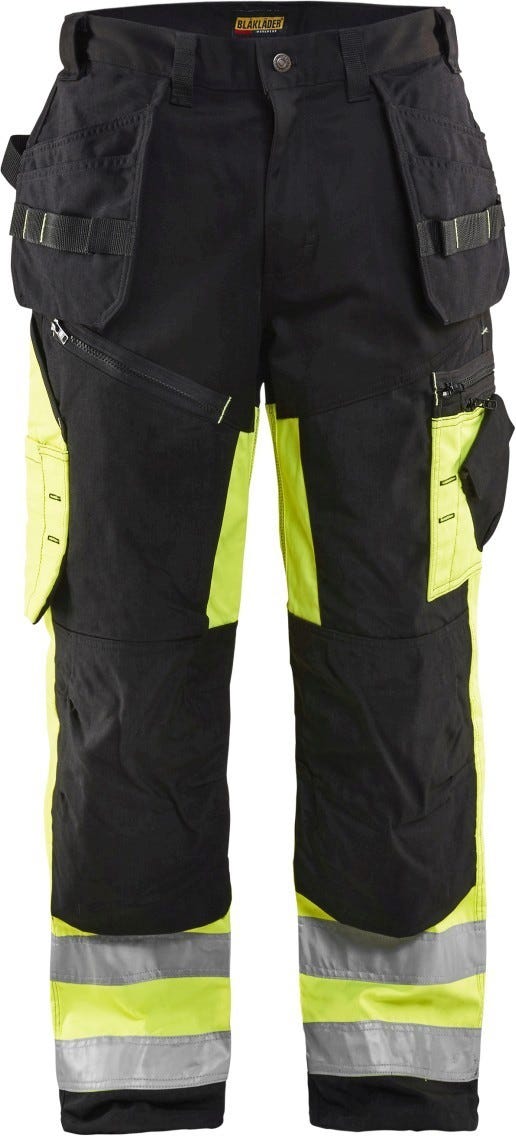 Blaklader 16091860 Hi-Vis X1600 Work Pants, High-Visibility Yellow / Black