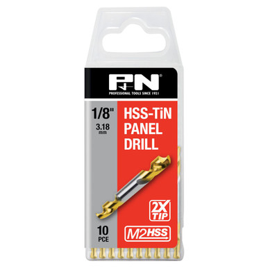 P&N Panel Drill Double Ended Titanium Nitride Coated 1/8" (3.18mm) 10 Pack - 165611250