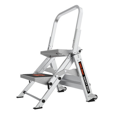 Little Giant SAFETY STEP, 2-Step Model - 150 kg Rated, Aluminum Step Stool with Handrail - 10210BA-440