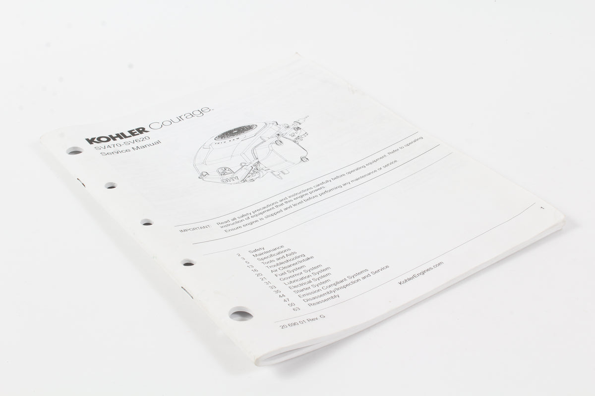 Genuine Kohler 20-690-01 Service Manual SV470-SV620 Courage