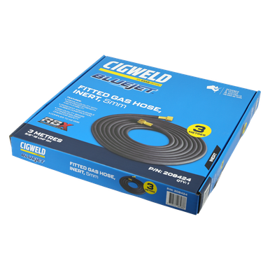 Cigweld BlueJet RBX Fitted Gas Hose Inert Female RH 5MM 3M 5/8-18 UNF - 208424