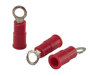 22 - 18 AWG Insulated Ring Terminals, #6 - 100 Pieces