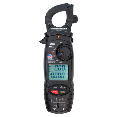 UEi HAC True RMS Clamp Meter – 200A AC, Power Factor, Wireless, K-Type Temp