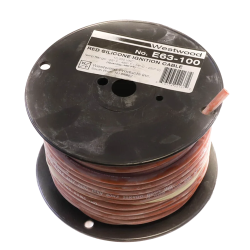 Auburn E63-100 Red Silicone Ignition Cable, 100 ft. Roll
