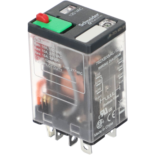 Schneider Electric (Barber Colman) 782XBXM4L-120A 120VAC 15A DPDT Plug-In Relay