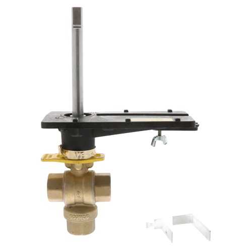 Schneider Electric VB-2313-500-9-13 Ball Valve, 3/4″ NPT, 1.3 Cv, 3-Way, Bronze/Brass w/ Linkage