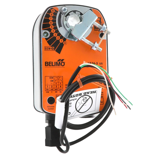 Belimo LF24-3 Spring Return Damper Actuator, 35 in-lb, Floating, 24V