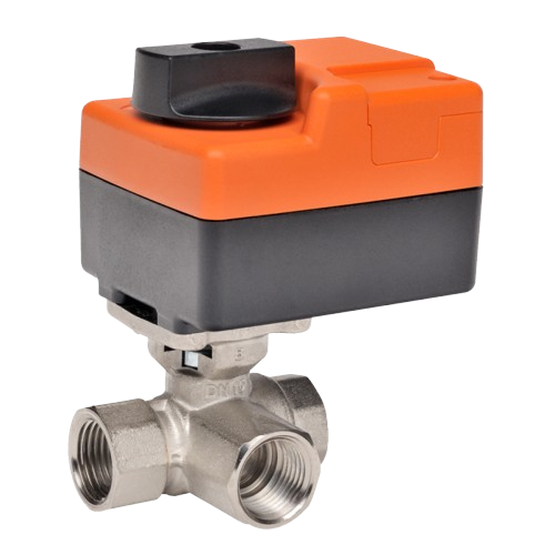 Belimo B307 Ball Valve, 1/2″ NPT, 3-Way, 0.3 Cv, Chilled/Hot Water