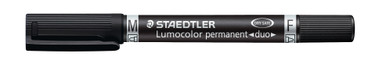 Staedtler Lumocolor duo permanent double sided marker - black - 348-9