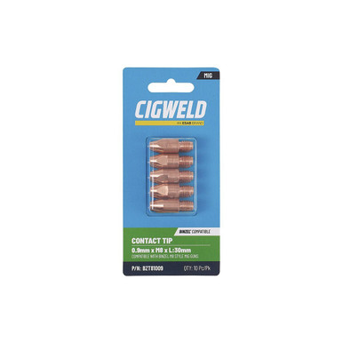 Cigweld Contact Tip 0.9mm Binzel Style M8 30mm Pack 10 - BZT81009