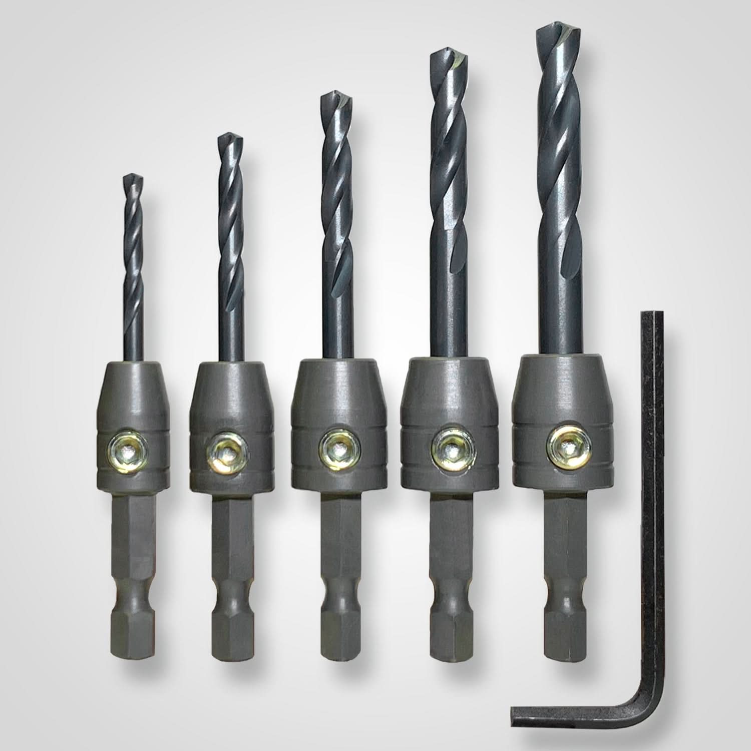 Snappy Tools 40022 5-Piece Ironman Drill Bit Adapter Set, 1/4" Hex Power Bit Shank