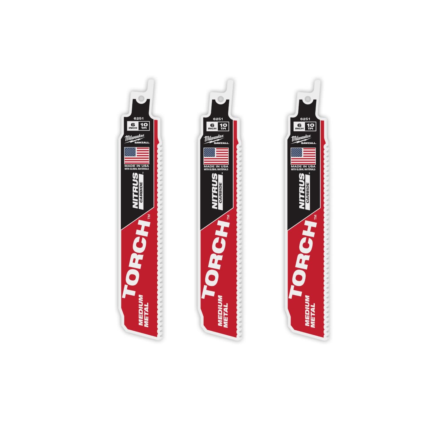 Milwaukee 48-00-63516" 10TPI The TORCH with NITRUS Carbide Teeth for Medium Metal 3PK