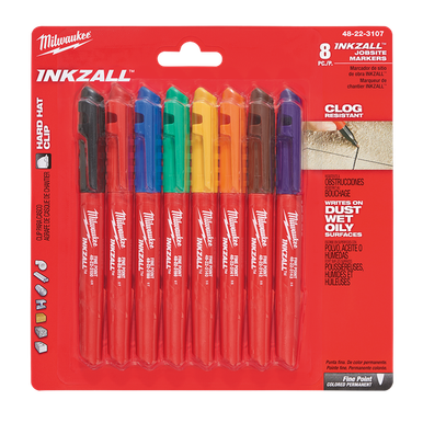 Milwaukee INKZALL™ Fine Point Markers Multi 8pk - 48223107