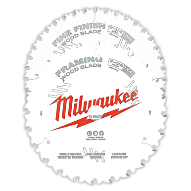 Milwaukee Wood Circular Saw Blade Set 24T Framing & 40T Fine Finish 7-1/4" 184 MM - 48418732