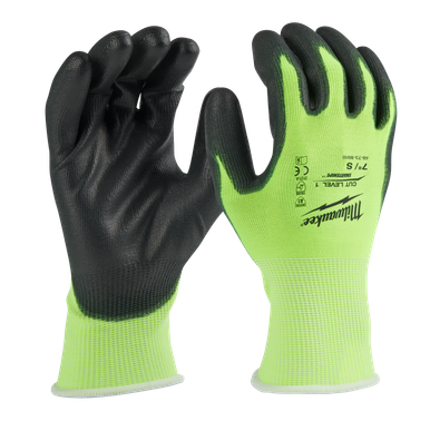 Order In -Milwaukee Cut 1(A) High Visibility Polyurethane (PU) Dipped Gloves 1 Pack - 4873891