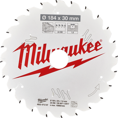 Milwaukee Wood Circular Saw Blade Framing 24T 184 MM 7-1/4" Arbor 30 MM - 4932471297