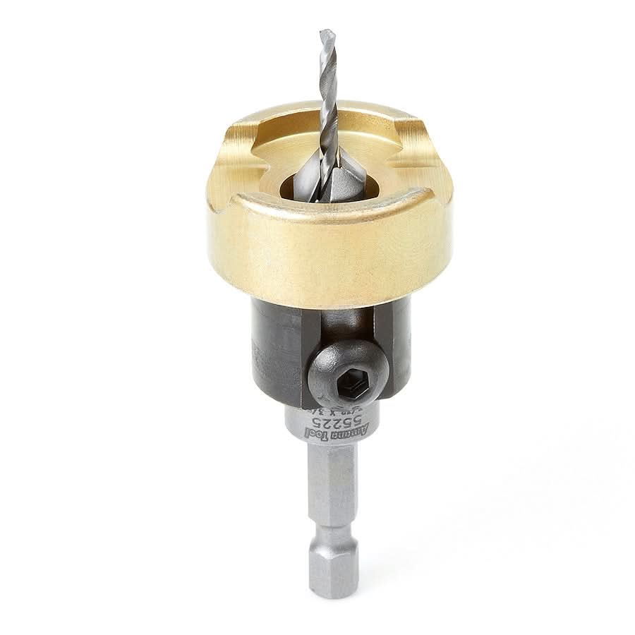 Amana Tools 55225 82 Degree Carbide Tipped Countersink, 3/8 in. Dia. x 3/32 in. Drill Dia. x 1/4 in. Quick-Release Hex Shank