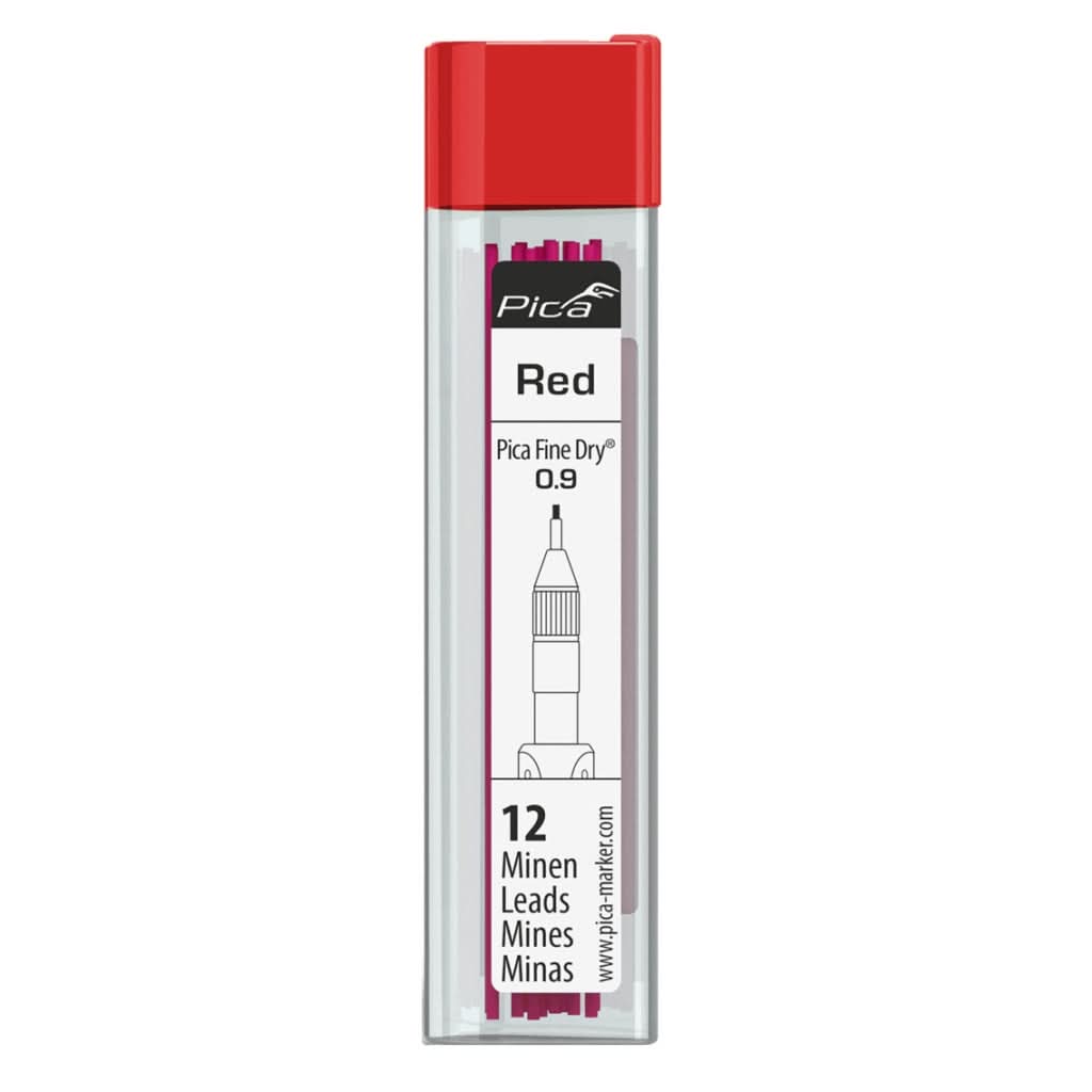 Pica Fine Dry Lead Refill, Red (12-Pack)