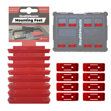 STEALTHMOUNTS Mounting Feet For Milwaukee Packout Red 8 Pack - PAC-F-02-8
