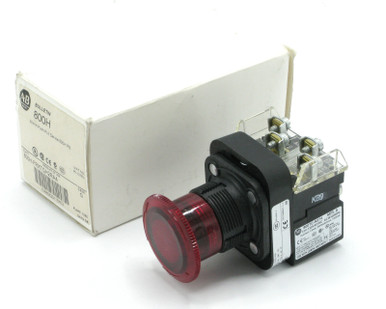 Allen-Bradley 800H-FRXTQH2RA4 30mm Push-Pull Switch, Mushroom Head, Red