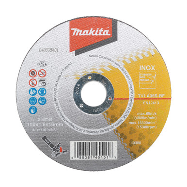Makita 100mm x 1.6mm x 16mm INOX / METAL CUTTING DISC A36S - 25pk- B-45749-25