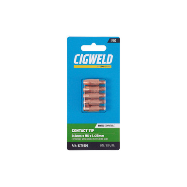 Cigweld Contact Tip 0.6mm Binzel Style M6 28mm Pack 10 - BZT6806