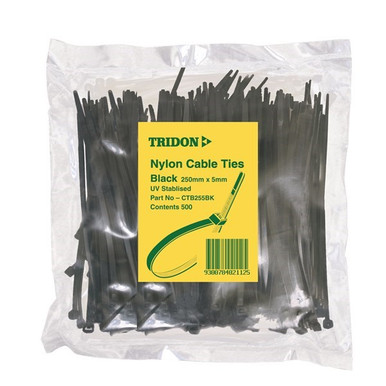 Tridon Cable Tie Black 200x5mm Pk500 - CTB205BK