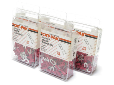 Cat-Pak Cat-51185 22-18AWG #4-6 Stud Insulated Spade Terminals, 500pcs