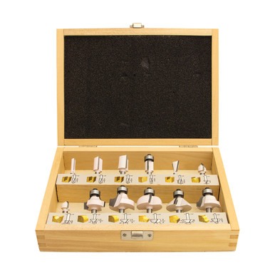Makita 12 pc ECONOMY MIXED ROUTER BIT SET - 1/4" SHAFT - WOODEN BOX - D-53584