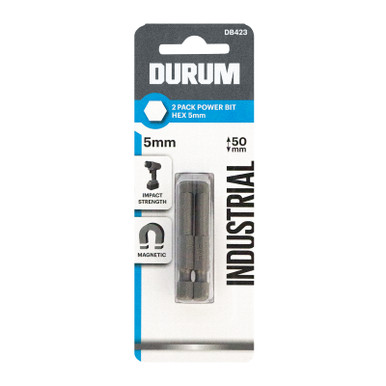 Durum Hex Power Bit5mm 50mm 2 Pack - DB423