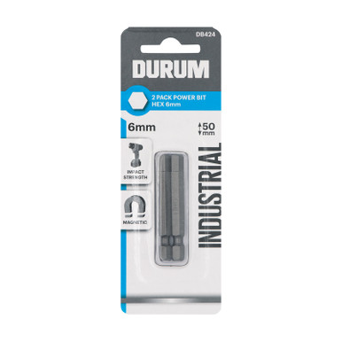 Durum Hex Power Bit6mm 50mm 2 Pack - DB424