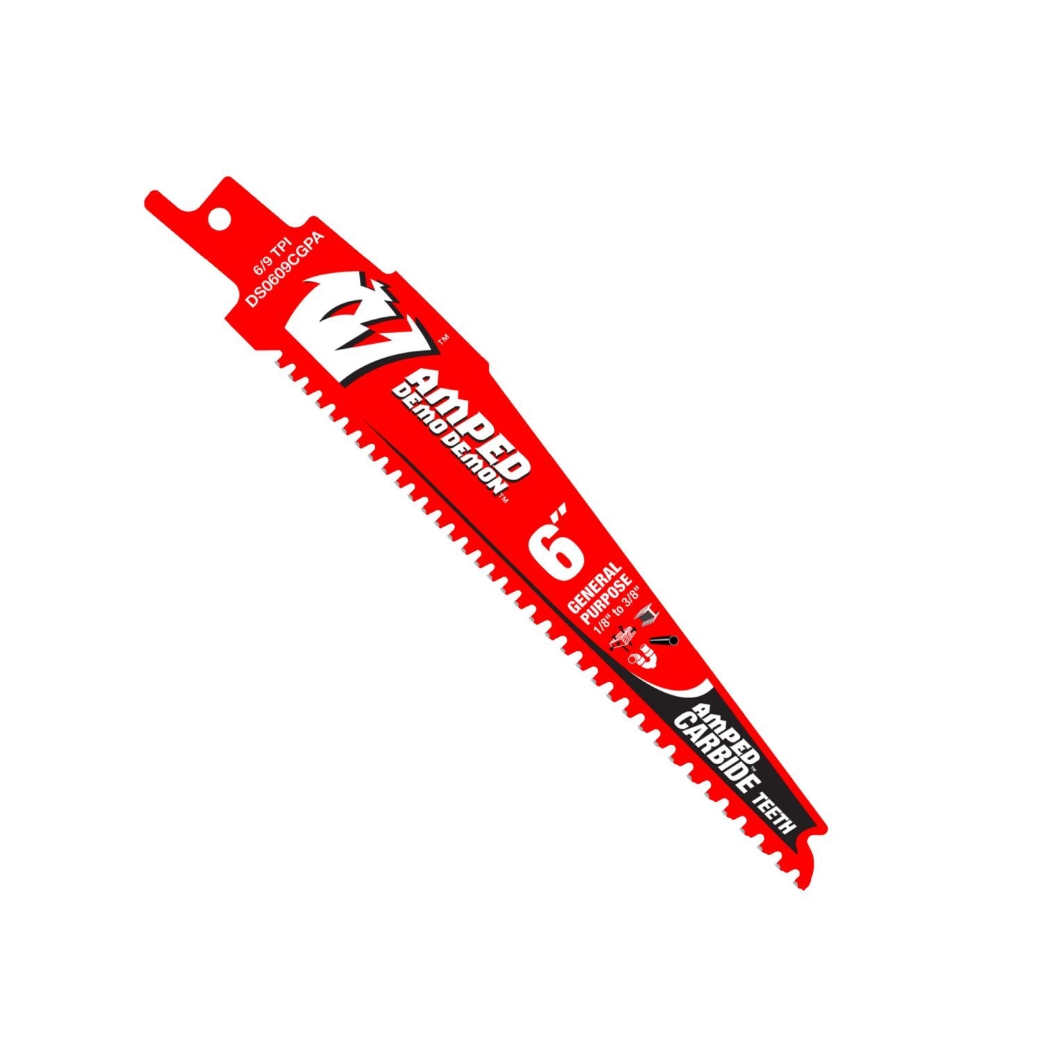 Diablo DS0609CGPA3 6 in. 6/9TPI AMPED Steel Demon Carbide Tooth Reciprocating Saw Blade for General Purpose Cuts (3-Pack)