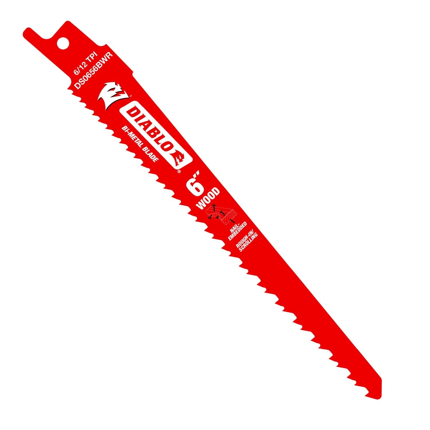 Diablo DS0656BWR200 6" 6/12TPI Bi-Metal Reciprocating Saw Blade for Rough-In/Scrolling (200-Pack)