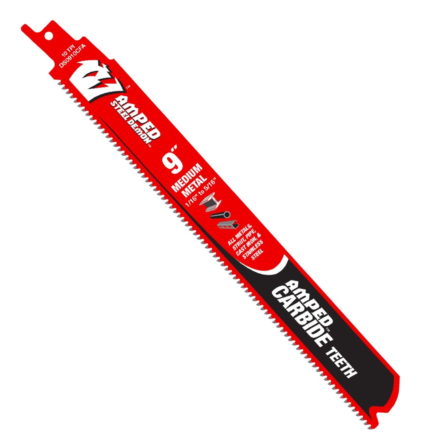 Diablo DS0910CFA3 9 in. 10TPI AMPED Steel Demon Carbide Tooth Reciprocating Saw Blade for Medium Metal (3-Pack)