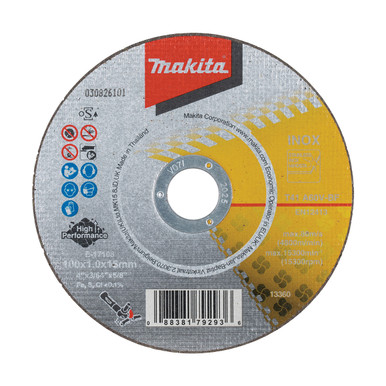 Makita 100mm x 1mm x 16mm LONG LIFE INOX CUTTING DISC A60V - 12pk Tub - E-17108-12