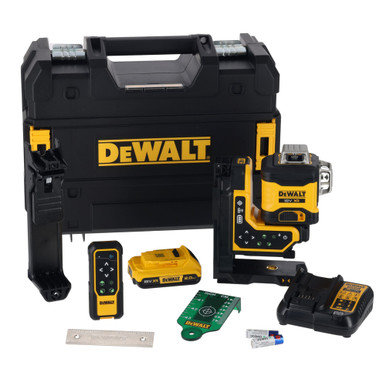 DeWalt Multi Line Laser Green Beam Remote Control 3 X 360 18V kit - DCLE34035D1-XE