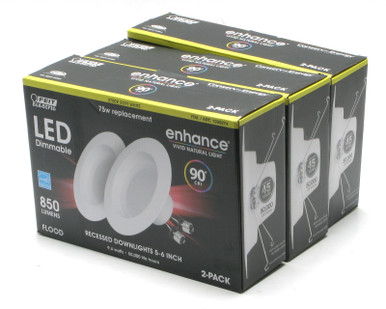 Feit Electric 5/6in 75W Soft White LED Recessed Downlight, White Trim, 3x2pk