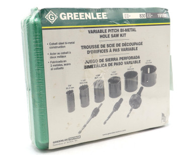 Greenlee 830 Hole Saw Set with 7/8" - 2-1/2" Saws, 9pcs