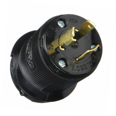 Hubbell Male Locking Connector, 20 Amp, 250 Volt, 2 Pole, 3 Wire