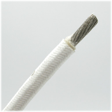 M25038/1-1-9 1AWG Nickel Plated PTFE Coated Fiberglass Wire, White, 30ft