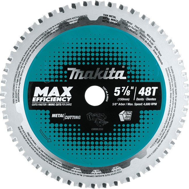 Makita B-69250 5‑7/8″ 48T Carbide‑Tipped Circular Saw Blade for Thin Gauge Ferrous Metal and Stainless Steel