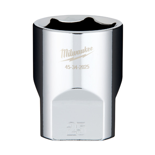 Milwaukee 45-34-2025 1/2″ Drive 25mm Metric 6-Point Standard Socket with FOUR FLAT Sides