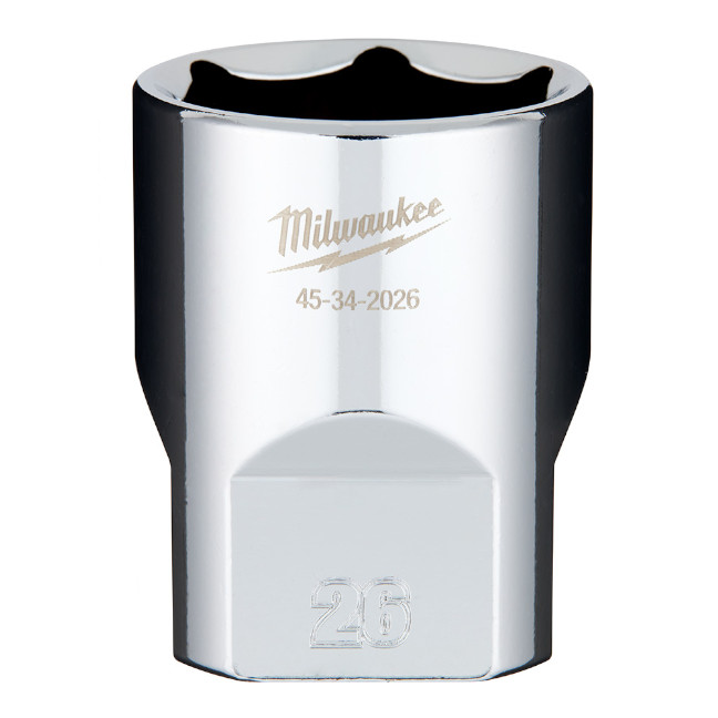 Milwaukee 45-34-2026 1/2″ Drive 26mm Metric 6-Point Standard Socket with FOUR FLAT Sides