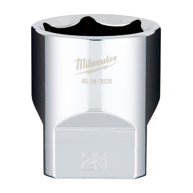 Milwaukee 45-34-2028 1/2″ Drive 28mm Metric 6-Point Standard Socket with FOUR FLAT Sides