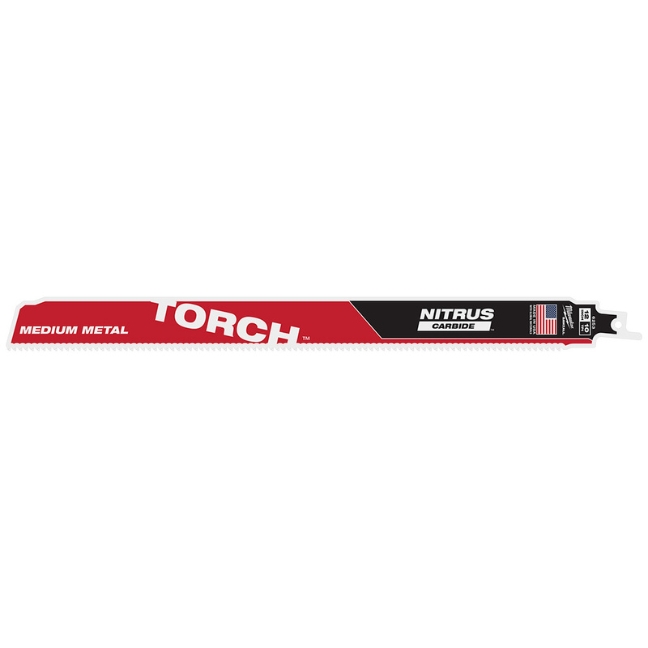 Milwaukee 48-00-6253 TORCH 12″ 10TPI NITRUS CARBIDE Tipped SAWZALL Blade for Medium Metal